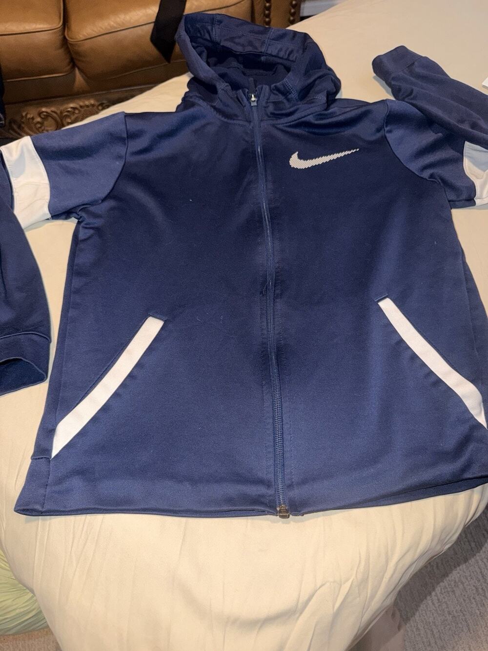 Boys Nike Hoodie Jacket Full Zip Navy Blue Size XL